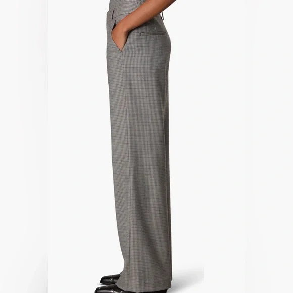rag & bone Andi Full length Trouser High Waist Ankle Wide Leg /Color: Blue plaid - Picture 5 of 11